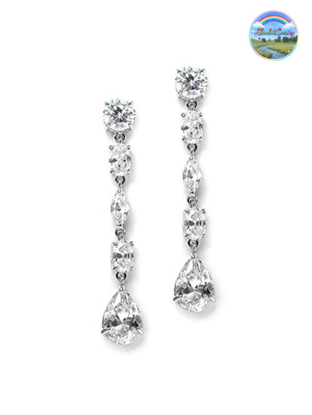 Cubic Zirconia Dangle Bridal Earrings 2 Inch Silver CZ Wedding Jewelry